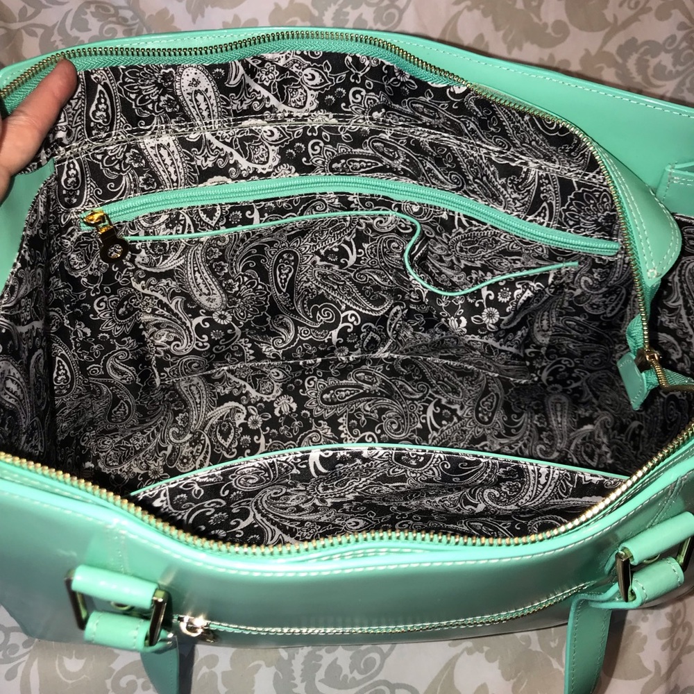 👗 McKlein Aldora Mint Tote Leather Carry On